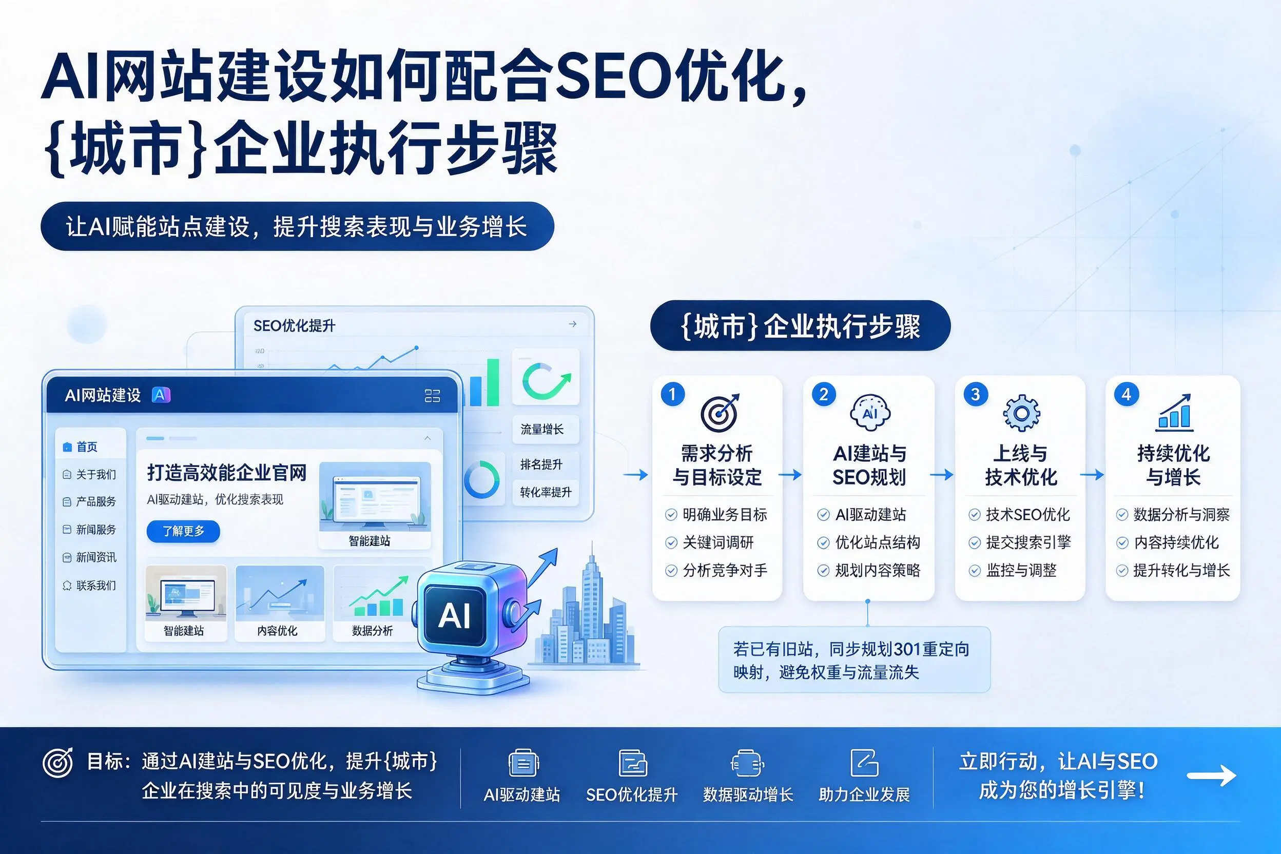 AI网站建设如何配合SEO优化，抚州企业执行步骤