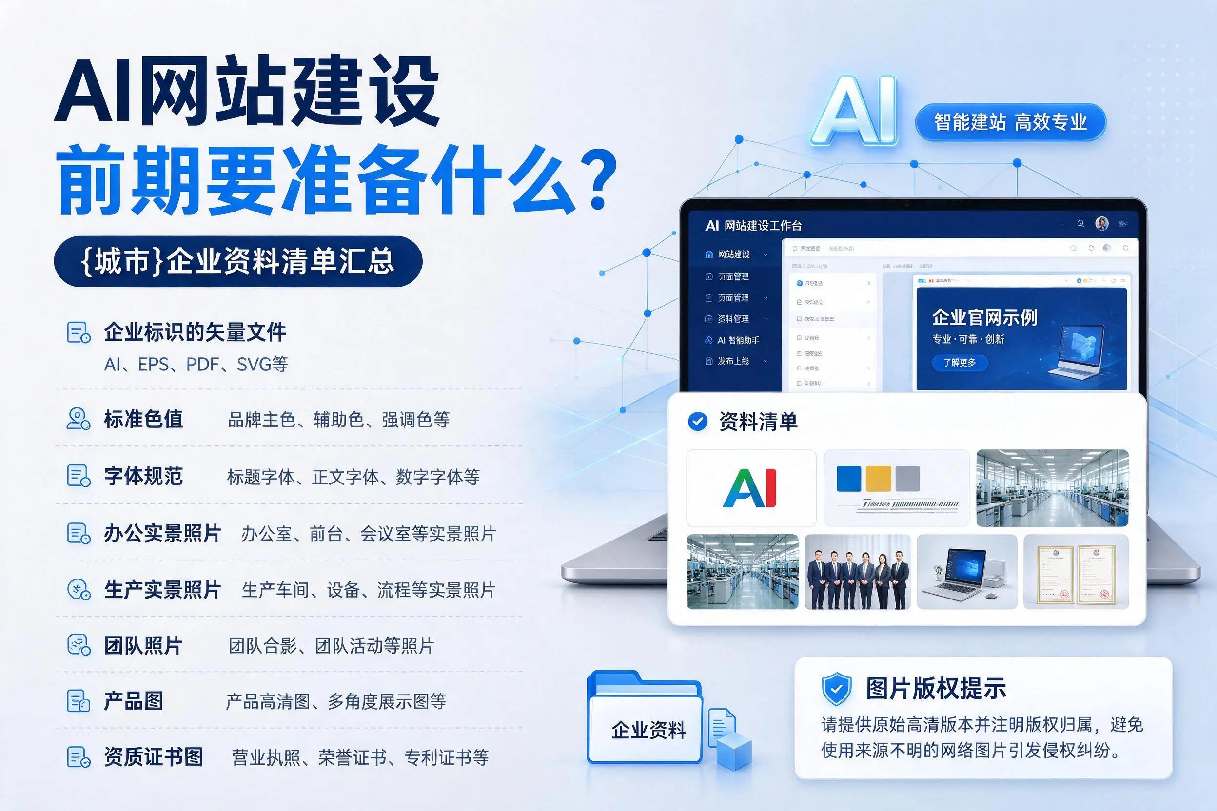 AI网站建设前期要准备什么？抚州企业资料清单汇总