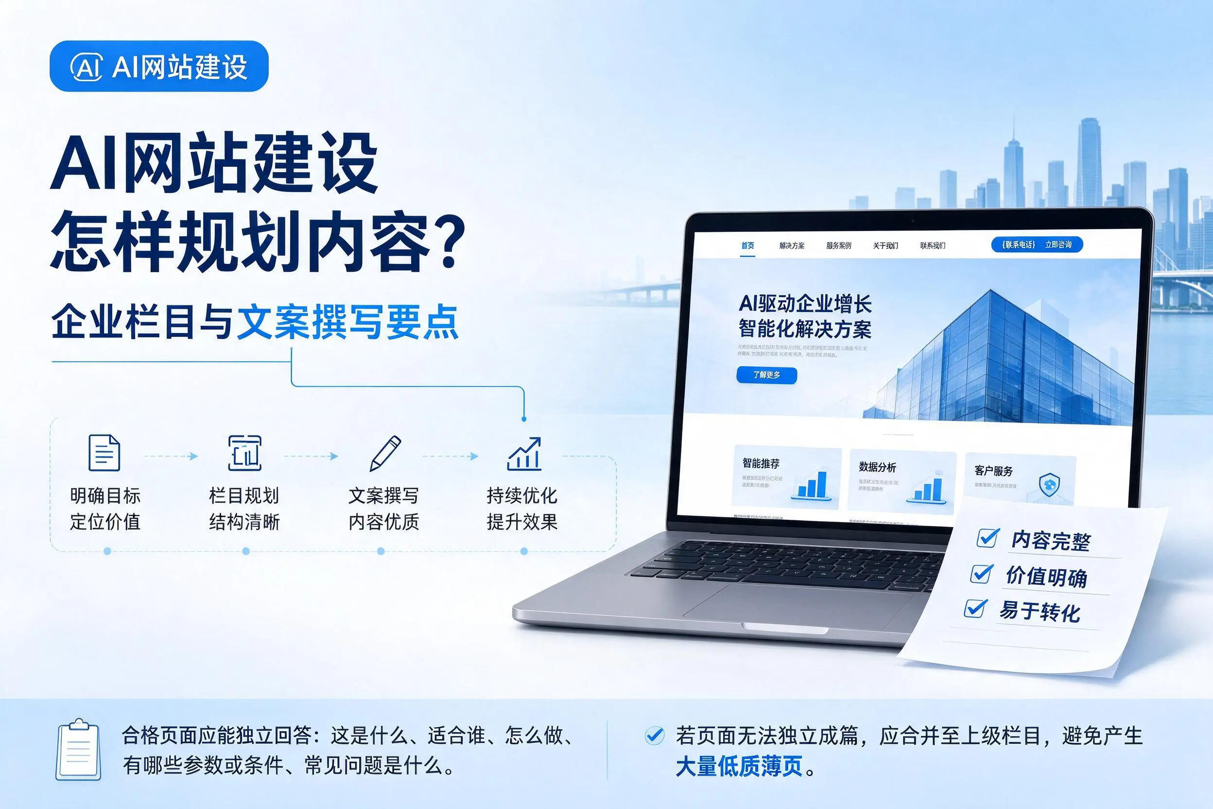 AI网站建设怎样规划内容?抚州企业栏目与文案撰写要点